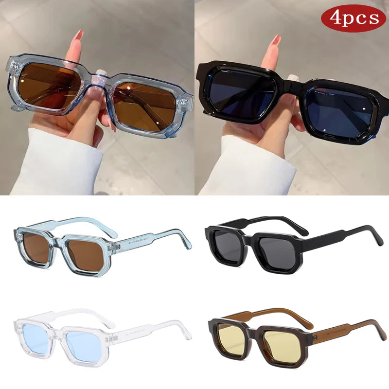Car Sunglasses 1/4Set New Small Frame Rectangle Sun Glasses Women Cute Brand Colorful Glasses Simple Fashion Style Eyewear